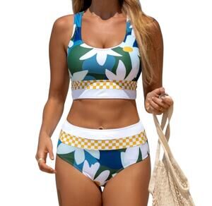 BeachSissi Bikini Swimsuit NEW sz XL Patchwork Floral Print High Waist Cheeky